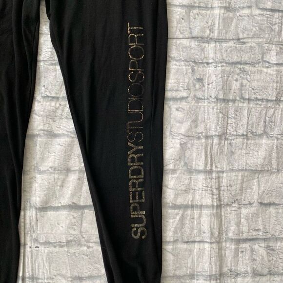 Super Dry Studio women M pull on jogger sweatpants w/elastic waist black - Picture 2 of 10